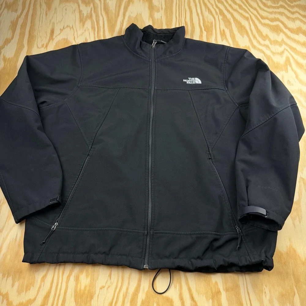 The North Face WindWall Softshell Jacket Mens XXL Black Fleece Lined Full Zip